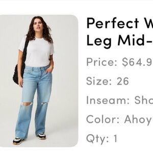 Perfect Women’s Wide-Leg Mid-Rise Jeans - Blue